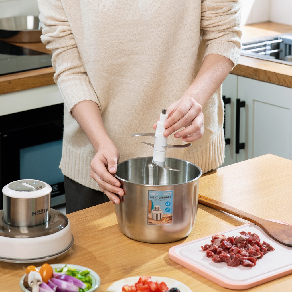 Máy xay đa năng 2 cối: inox lớn và thuỷ tinh nhỏ gọn