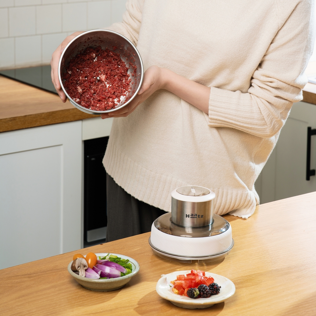 Máy xay đa năng 2 cối: inox lớn và thuỷ tinh nhỏ gọn