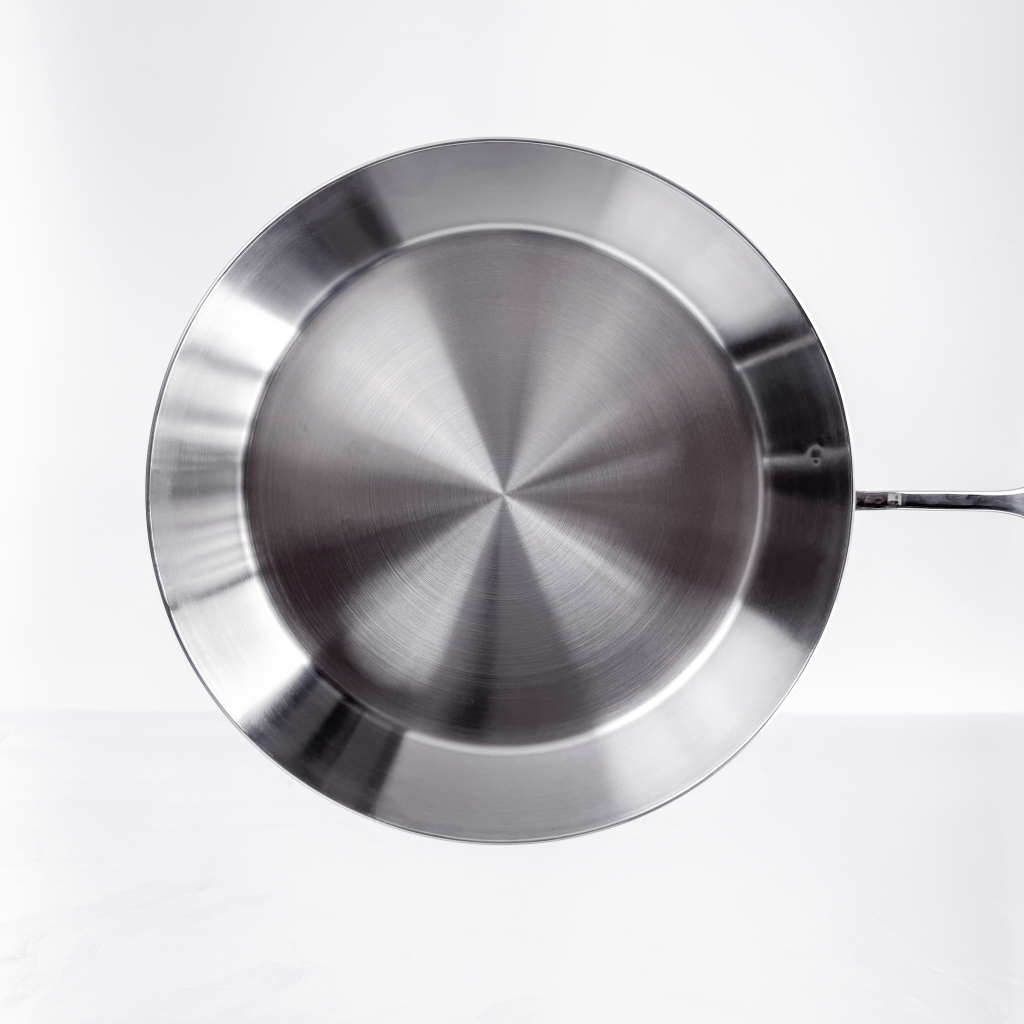 Chảo inox 316 liền khối, cạn lòng, size 28cm