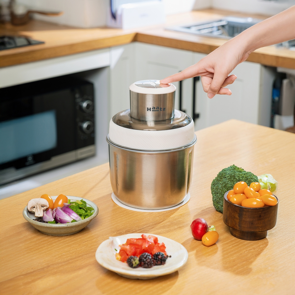 Máy xay đa năng 2 cối: inox lớn và thuỷ tinh nhỏ gọn