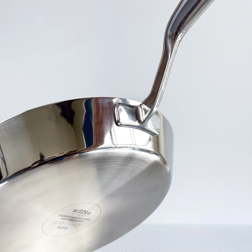 Chảo inox 316 liền khối, cạn lòng, size 28cm