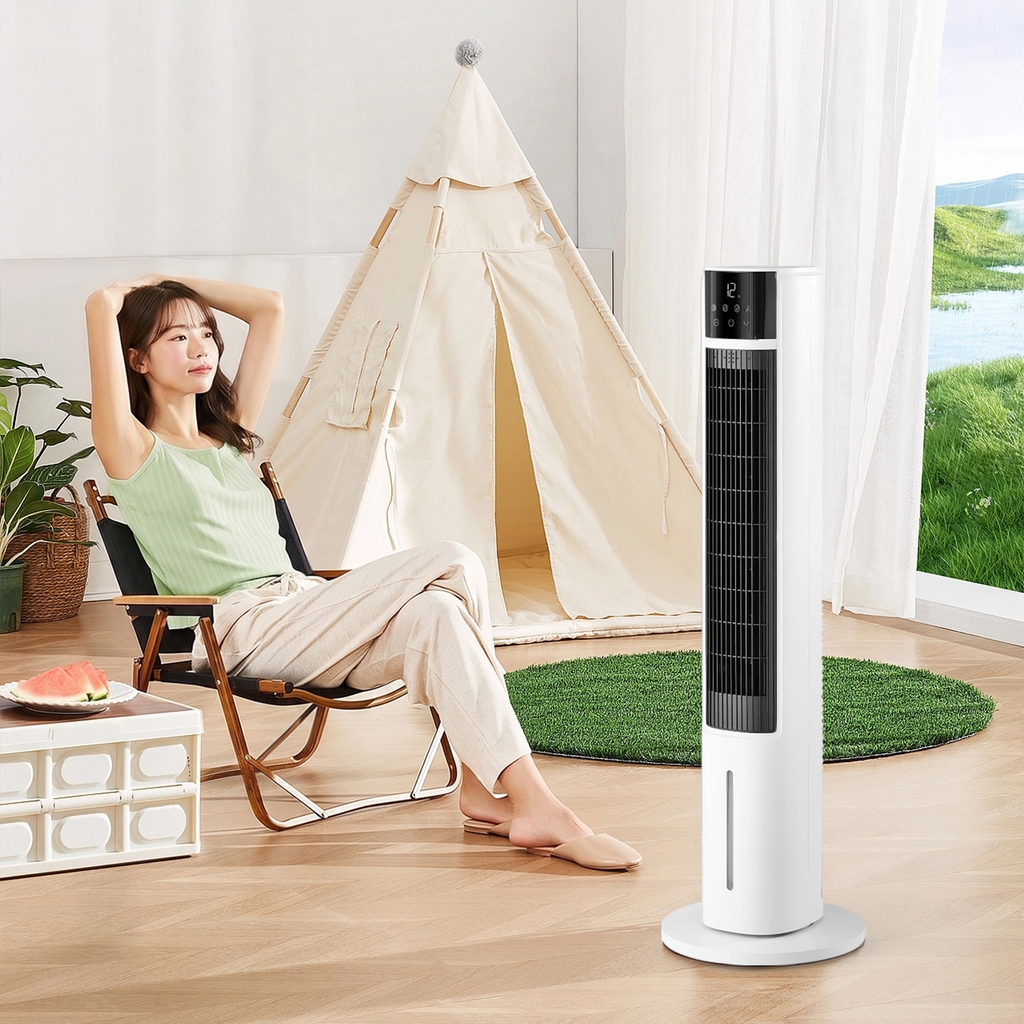 Máy làm mát không khí bằng hơi nước có Ion âm, thiết kế dạng quạt tháp