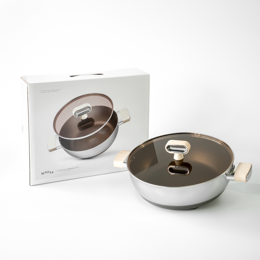 Nồi lẩu siêu chống dính Titanium Aura, size 30 cm, 2 quai