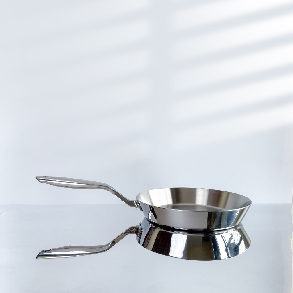 Chảo inox 316 liền khối, cạn lòng, size 28cm
