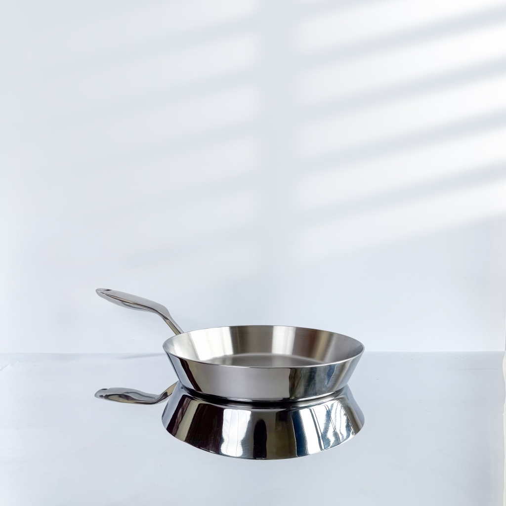 Chảo inox 316 liền khối, cạn lòng, size 28cm