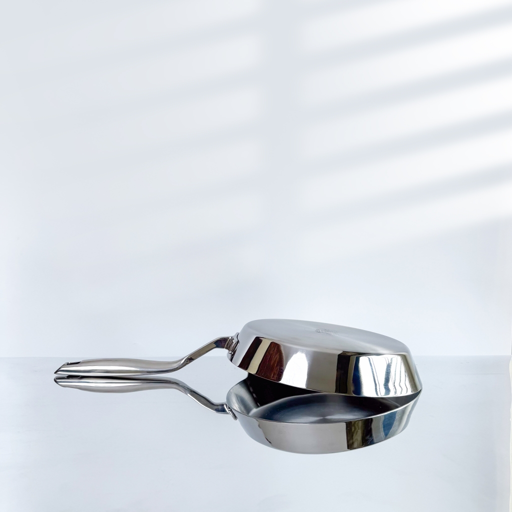 Chảo inox 316 liền khối, cạn lòng, size 28cm