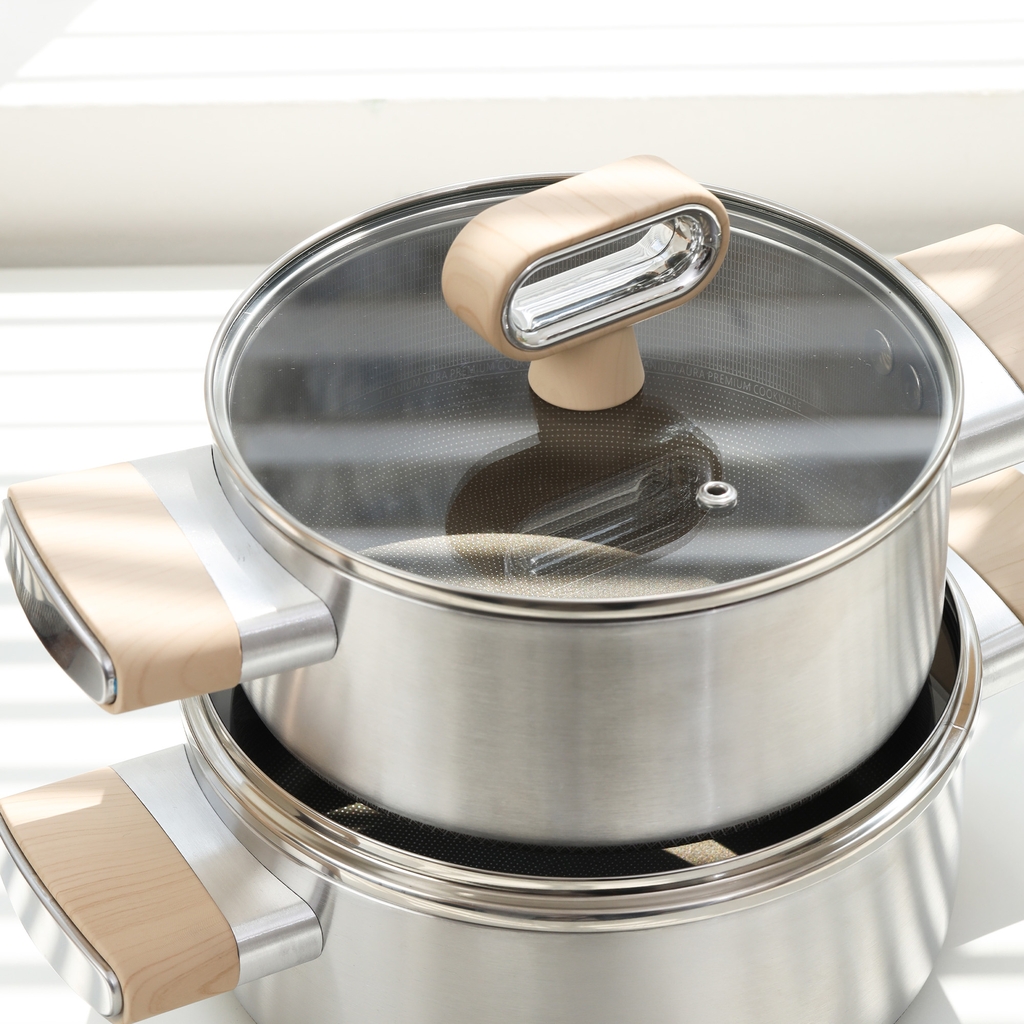 Bộ nồi Titanium Aura, siêu chống dính, 3 size đủ nhu cầu