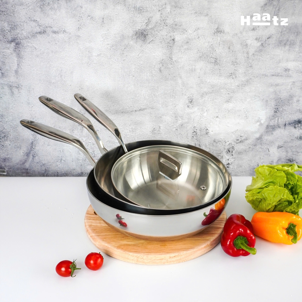 Chảo inox 316 đúc liền khối, sâu lòng, size 24cm