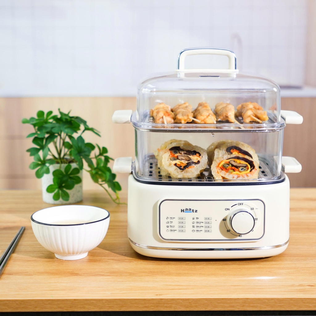 Nồi hấp 3 tầng đa chức năng, vỉ inox an toàn