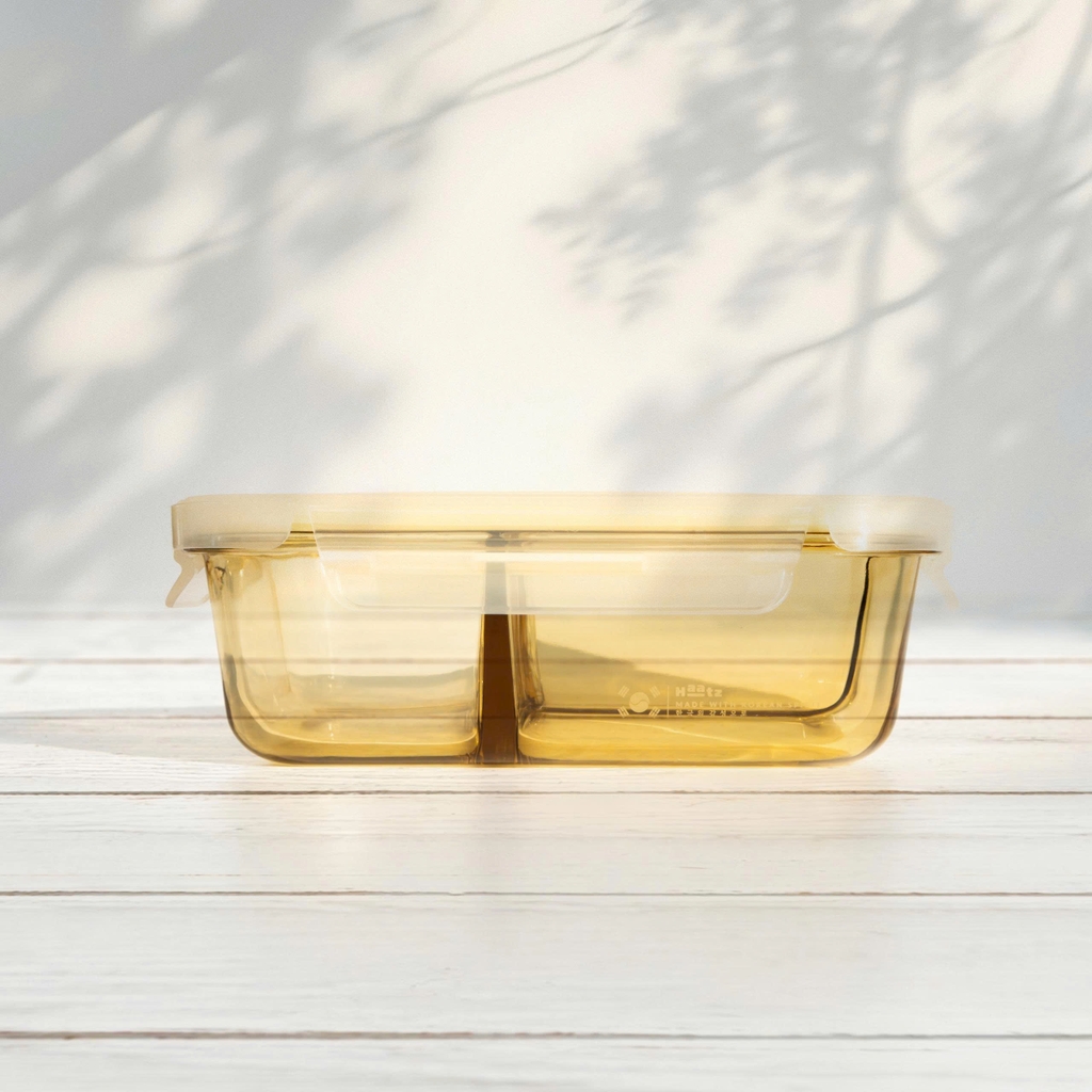 Bộ hộp cơm hổ phách và phụ kiện túi, đũa muỗng