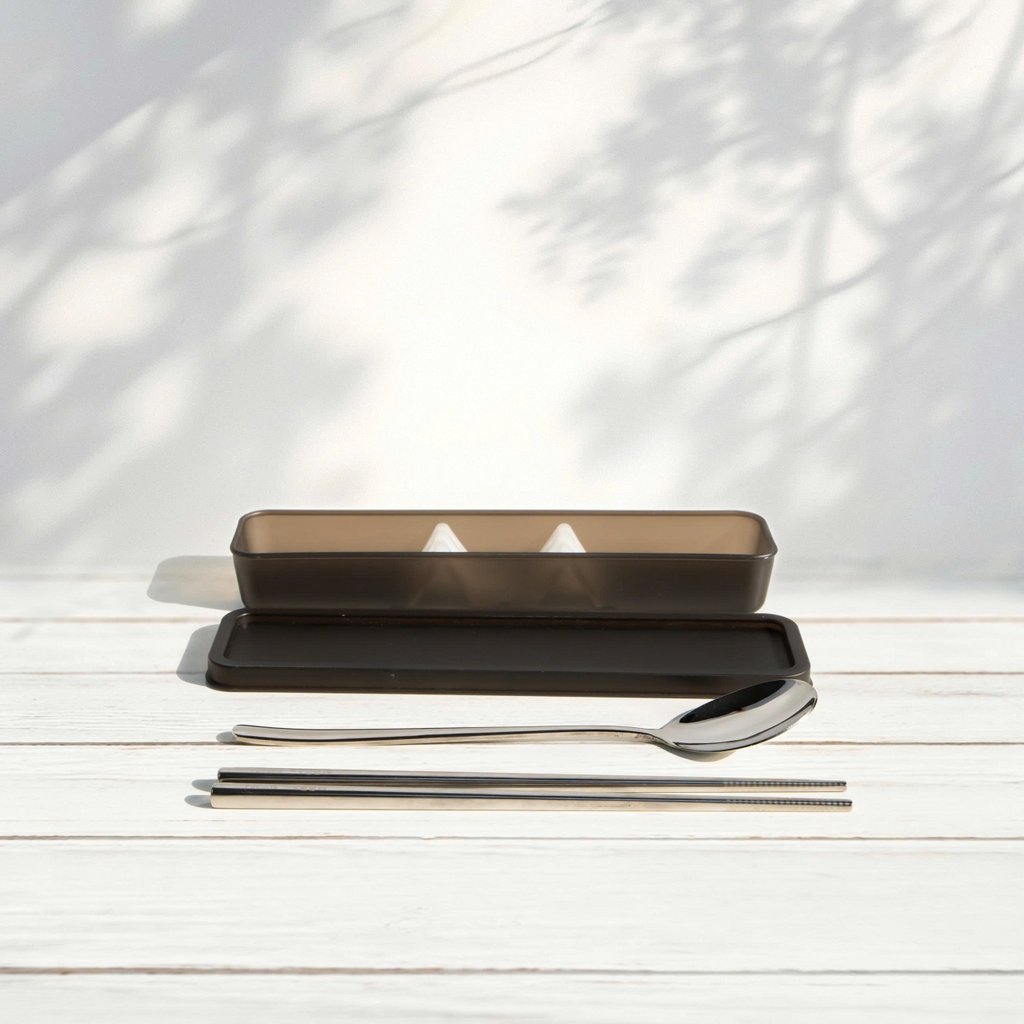 Bộ hộp cơm hổ phách và phụ kiện túi, đũa muỗng