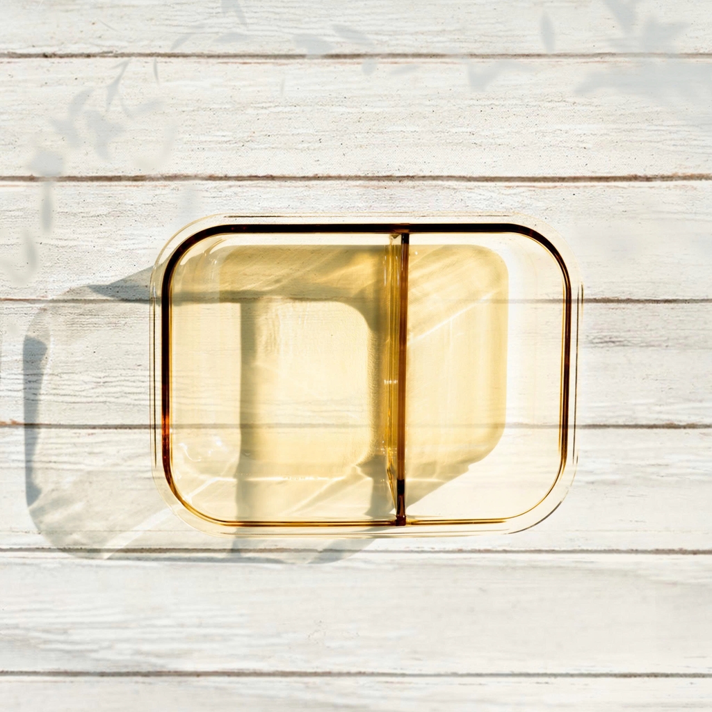 Bộ hộp cơm hổ phách và phụ kiện túi, đũa muỗng