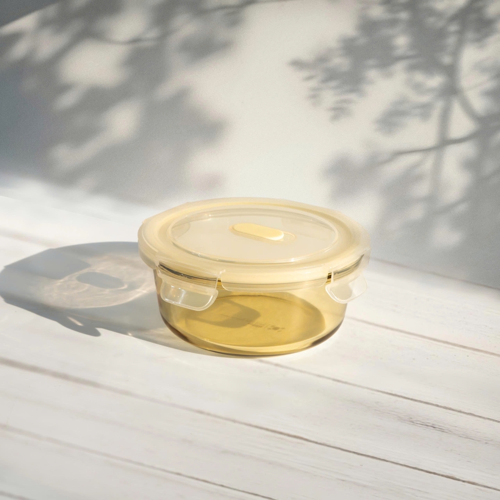 Bộ hộp cơm hổ phách và phụ kiện túi, đũa muỗng