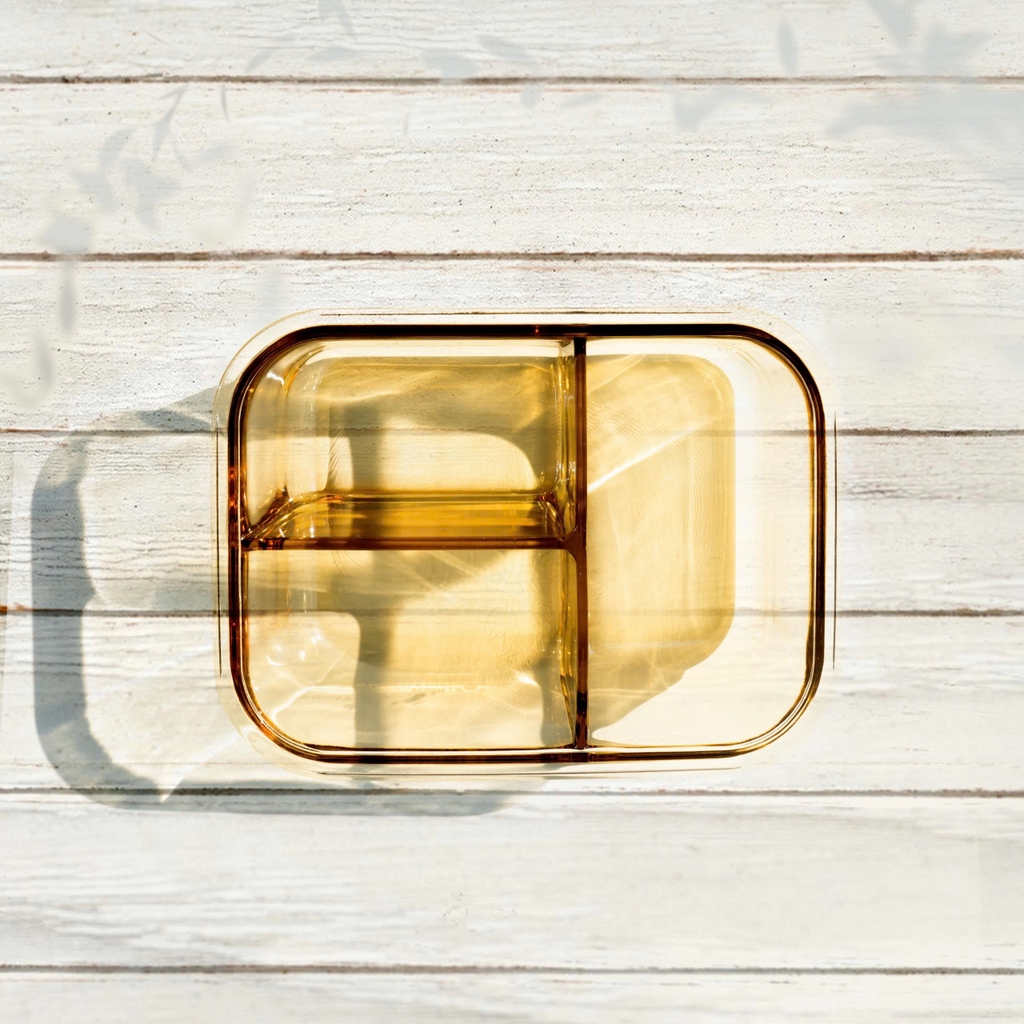 Bộ hộp cơm hổ phách và phụ kiện túi, đũa muỗng