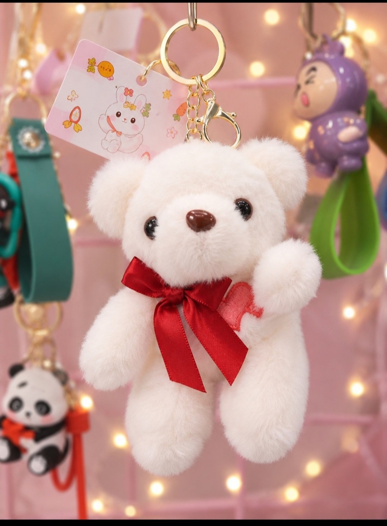 Móc khóa tim nơ đỏ