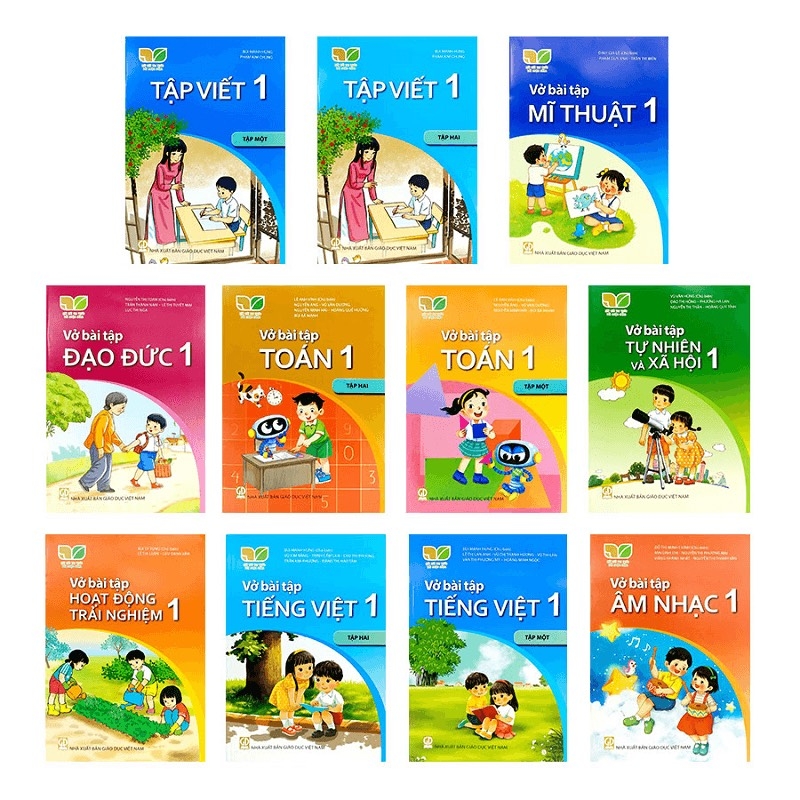 Bộ sách giáo khoa lớp 1 + BT môn chính (16 quyển)