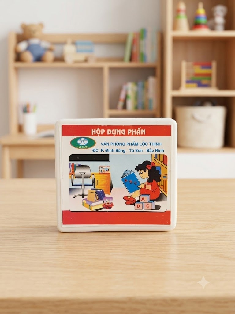 Hộp đựng phấn+ bông lau+ phấn