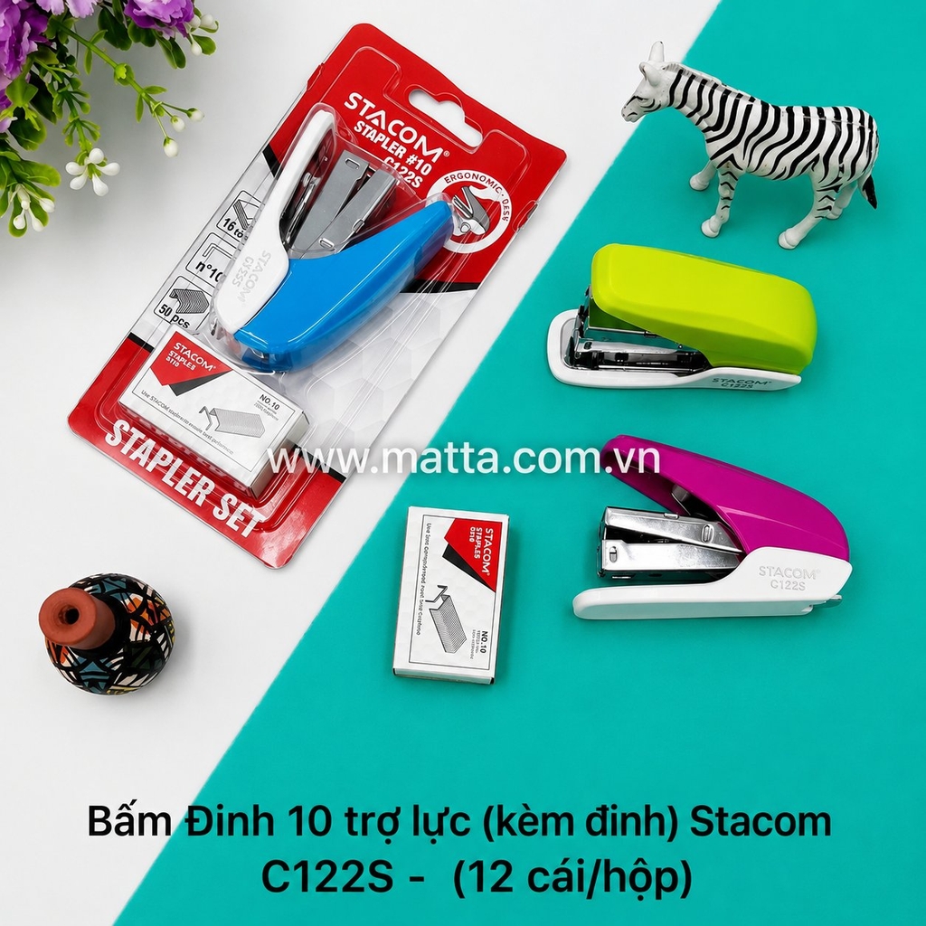 Dập ghim trợ lực + ghim Stacom C122S