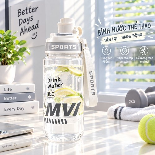 Bình nước nhựa SPORT nắp vặn 9596