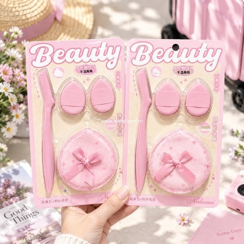 Bông phấn trang điểm+dao cạo  YH-181