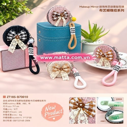 Gương túi 2 mặt+móc khóa ZT185