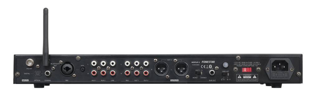 Máy nghe nhạc Bluetooth®/USB/FM có chức năng ghi âm và trộn âm thanh FONESTAR MIXPLAY-1