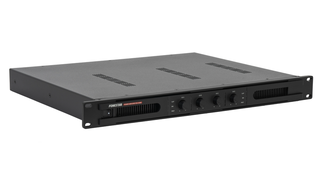 Bộ khuếch đại công suất 4 kênh, công suất 4 x 400W RMS, ngõ ra 70V/100V, nhãn hiệu FONESTAR FSD-4500E