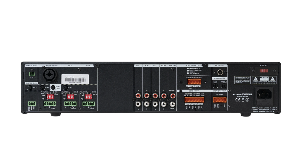Bộ khuếch đại PA (Public Address) 3 zone 120W FONESTAR MAX-120Z