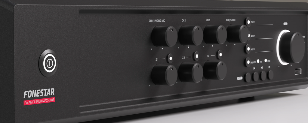 Bộ khuếch đại PA (Public Address) 5 zone 360W FONESTAR MAX-360Z