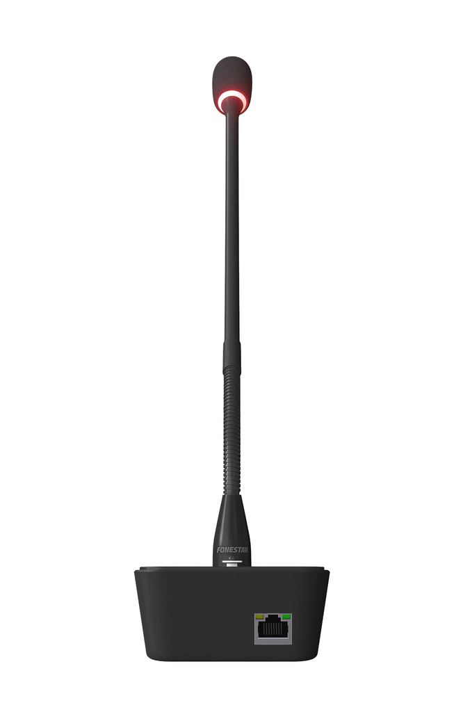 Microphone thông báo kỹ thuật số Dante, kiểu để bàn cổ ngỗng, hỗ trợ nguồn PoE Fonestar MIC-DANTE