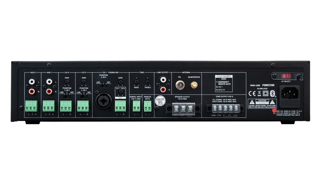 Bộ tăng âm thanh PA công suất 120W có Bluetooth/FM/USB FonestarModel: PROX-120Z