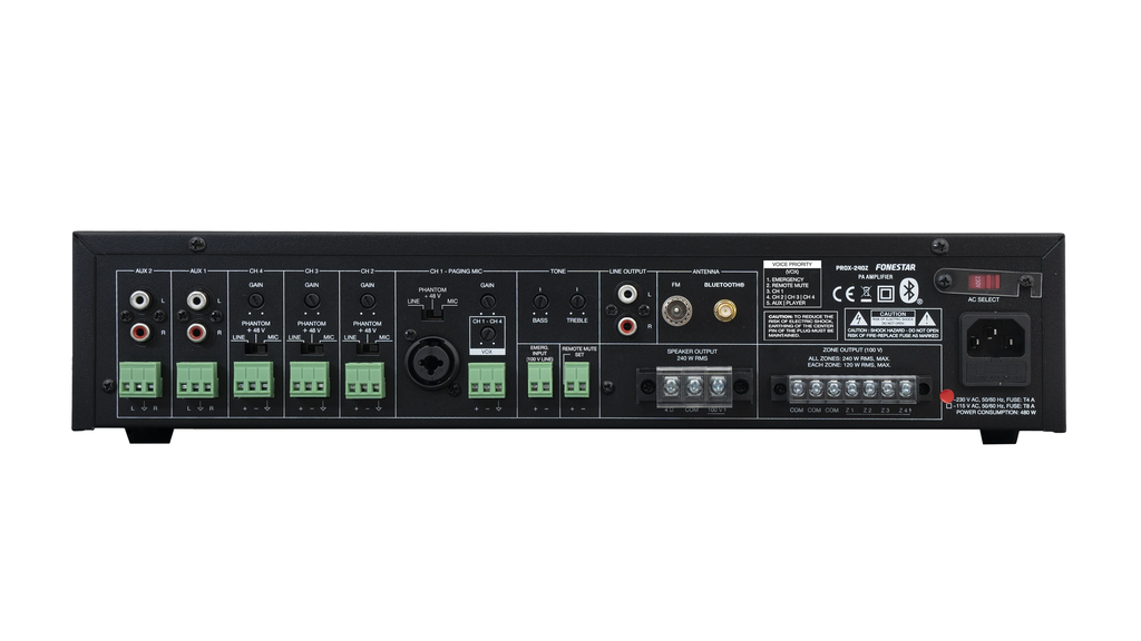 Bộ khuếch đại PA (Public Address) 4 zone 240W FONESTAR PROX-240Z