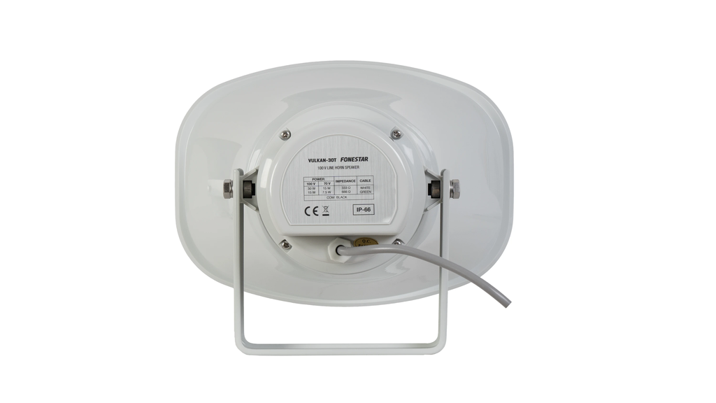 Loa nén thông báo kháng nước công suất 30W, chuẩn bảo vệ IP66, tích hợp biến áp 100V Fonestar VULKAN-30T