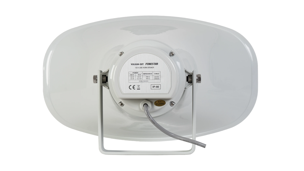 Loa nén thông báo kháng nước công suất 50W, chuẩn bảo vệ IP66, tích hợp biến áp 100V Fonestar VULKAN-50T