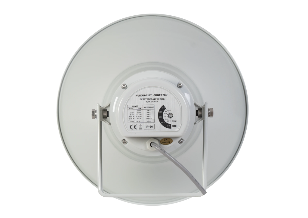 Loa nén thông báo ngoài trời kháng nước công suất 50W (Vành nhôm), chuẩn IP66, tích hợp biến áp 100V & Trở kháng thấp Fonestar VULKAN-51ST