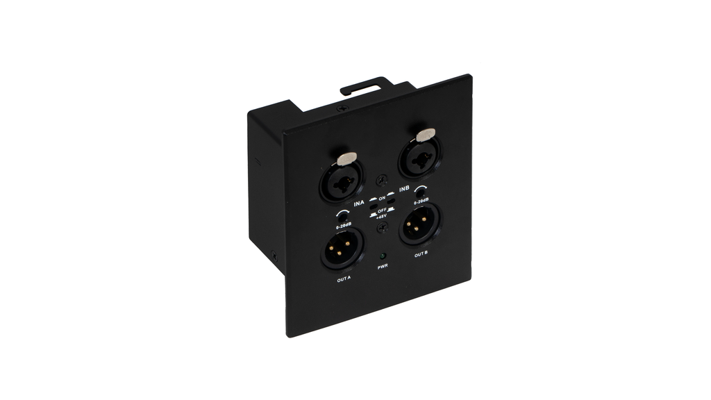 Bộ chuyển đổi âm thanh mạng DANTE gắn tường 2 vào 2 ra (PoE) FONESTAR W-DANTE-22X