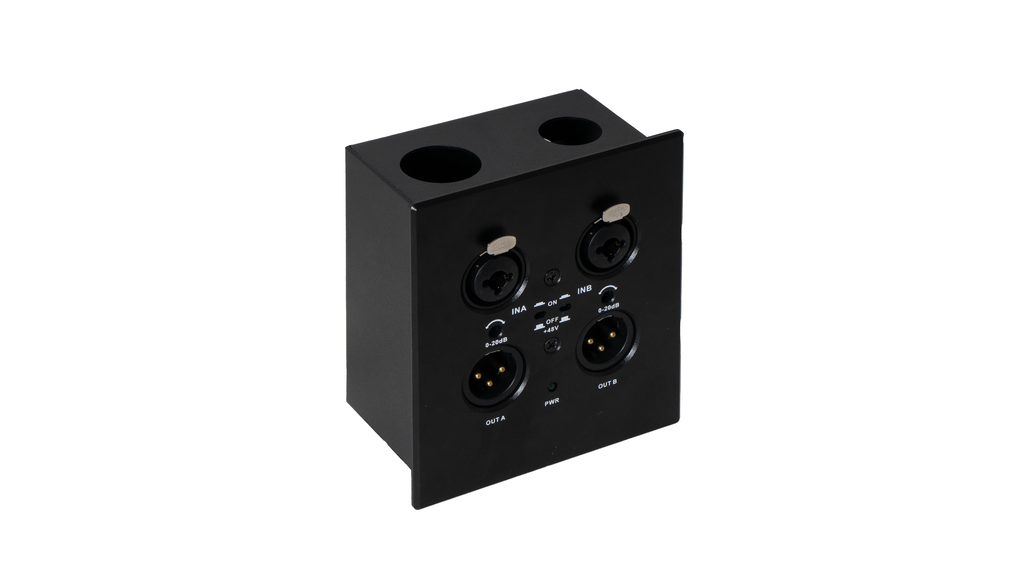 Bộ chuyển đổi âm thanh mạng DANTE gắn tường 2 vào 2 ra (PoE) FONESTAR W-DANTE-22X
