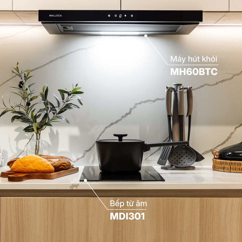 Bếp từ âm MDI301 và máy hút Mh60BTC