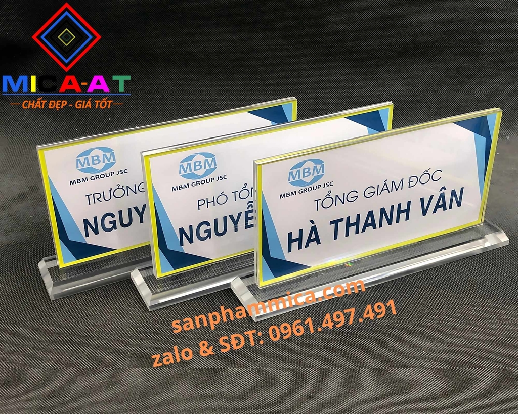 Bảng Chức Danh Mica 12x24, Kệ Chức Danh Trong Suốt