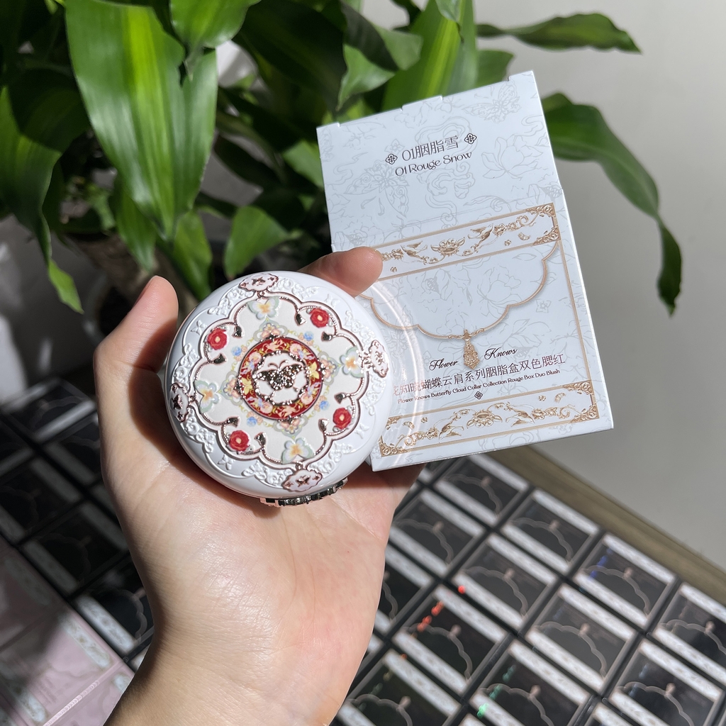 Má hồng FLOWER KNOWS butterfly cloud duo - #01 rouge snow