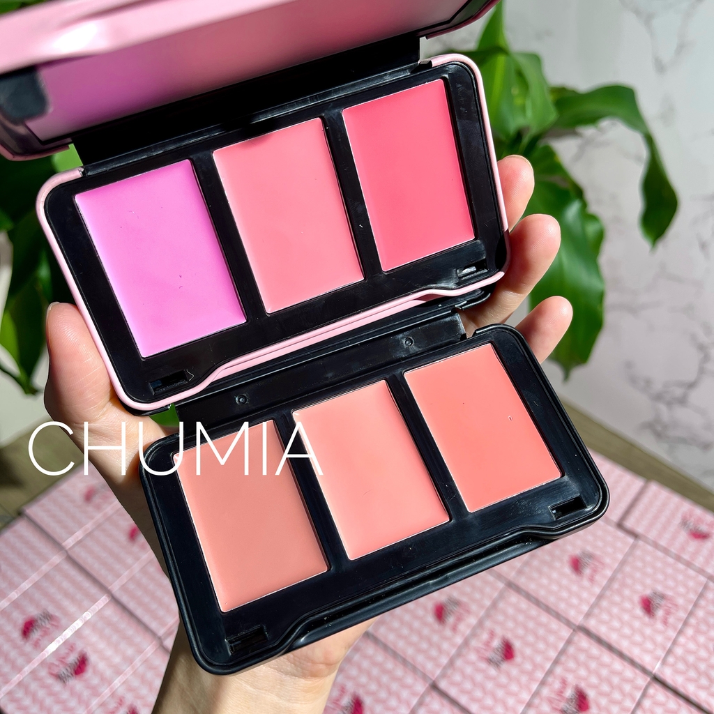 Má hồng MONA 3 color blush palette (má kem) - #vỏ đen