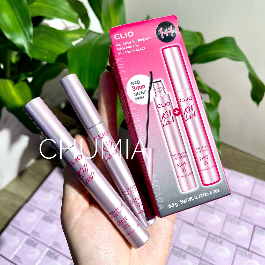 Mascara CLIO kill lash fine (tách set ko hộp) - #01 vanilla black (bản mới - hồng)
