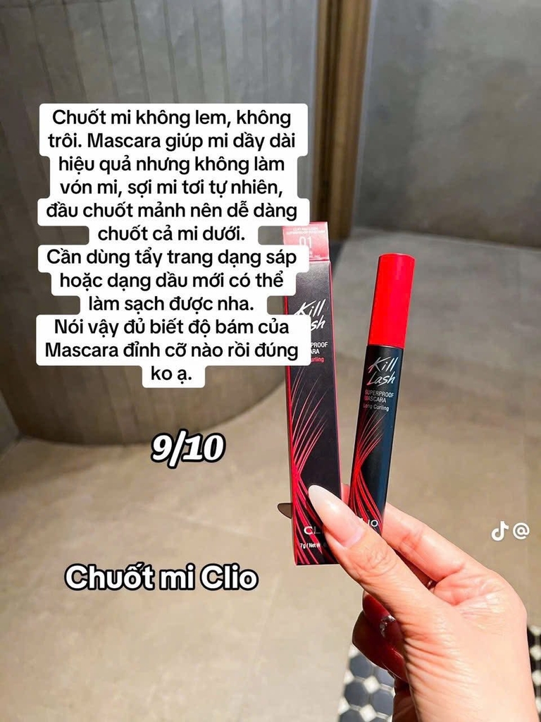 Mascara CLIO kill lash superproof - 01 long curling (1 cây tách không hộp)