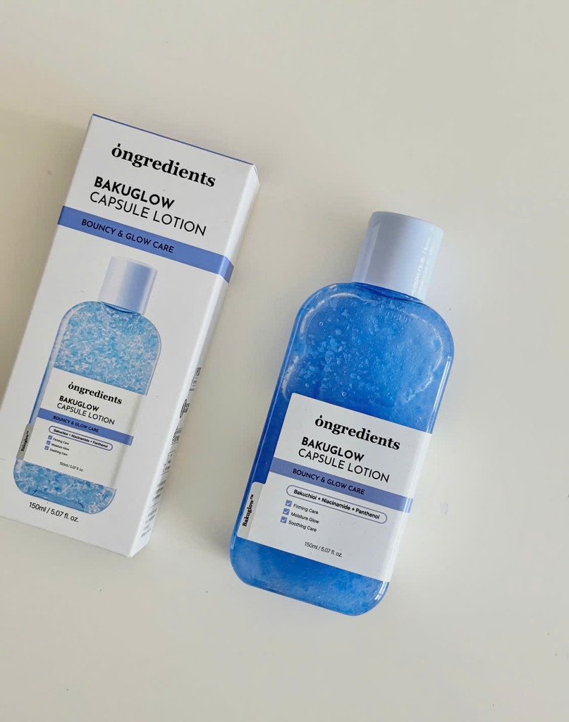 Kem dưỡng ONGREDIENTS bakuglow capsule lotion 150ml (chai xanh dương)