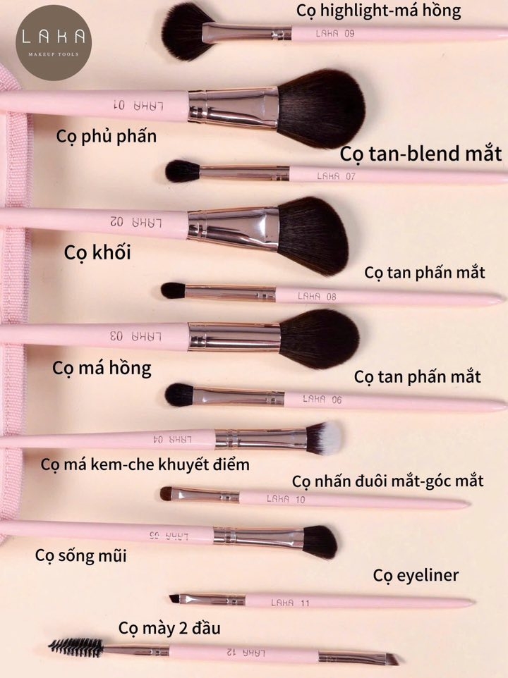 Bộ cọ LAKA 12 cây - #Hồng