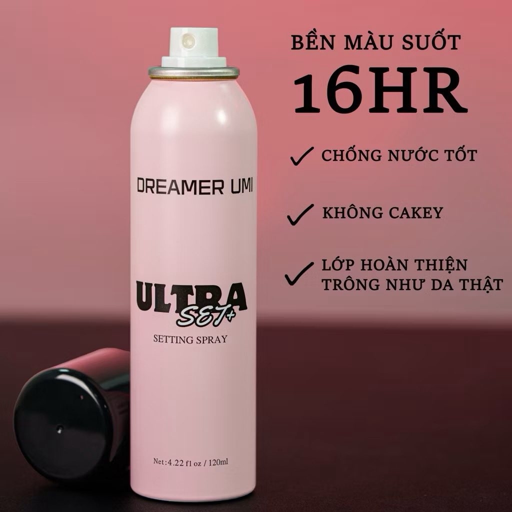 Xịt khóa nền DREAMER umi ultra set + setting spray 120ml (mới 2025)