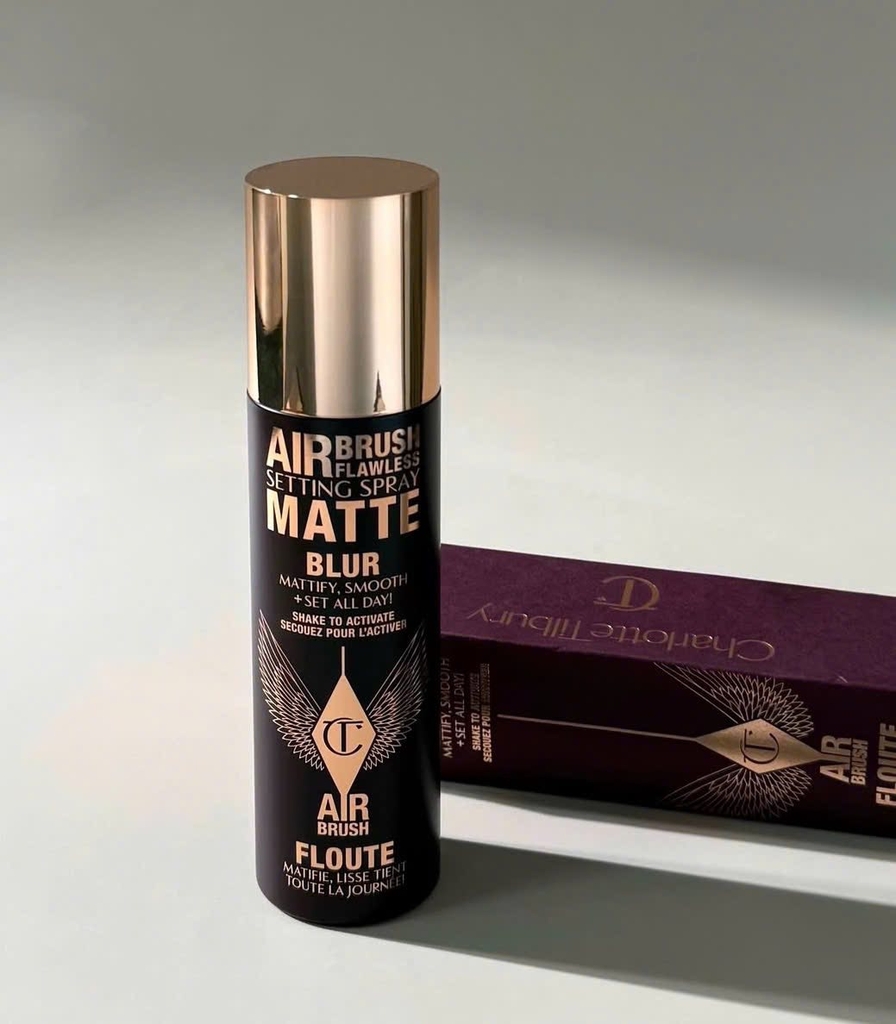 Xịt khoá nền CHARLOTTE air brush matte blur 100ml - vỏ nhám (da dầu)