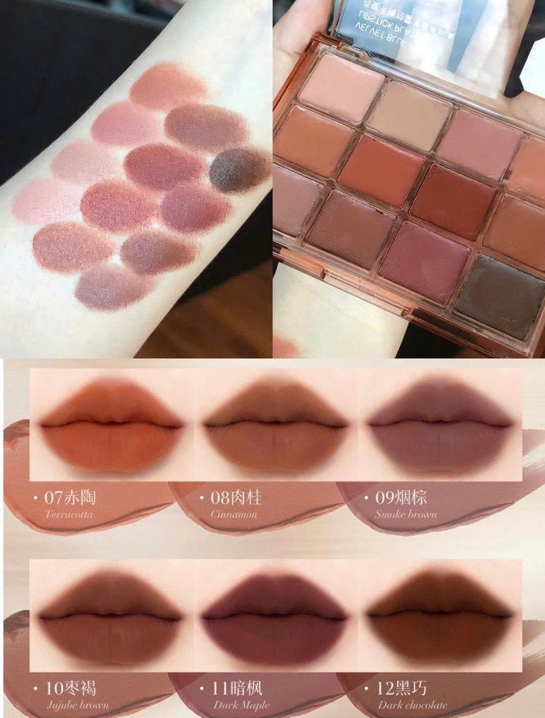 Bảng son CARMELA velvet blur - #0627 light euro (bảng nâu)