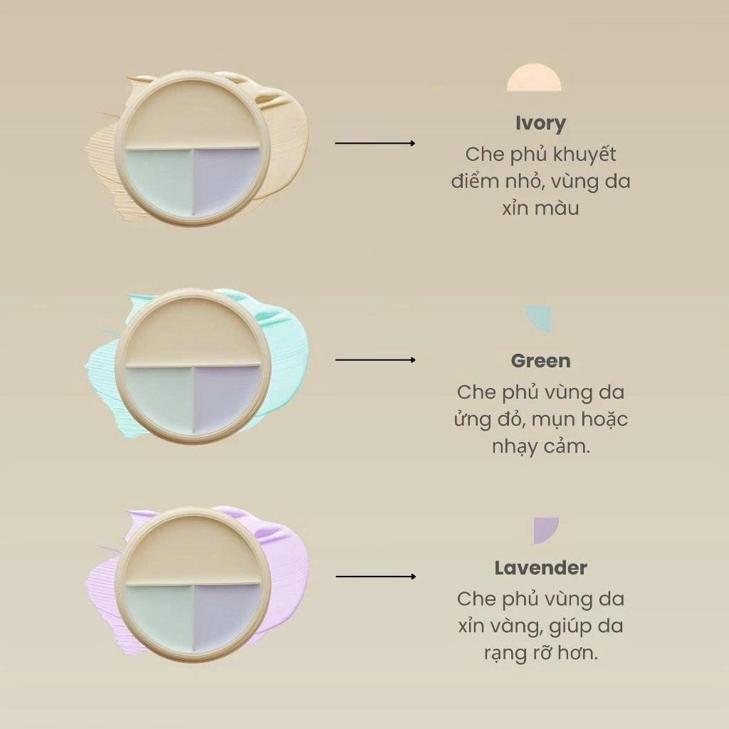 Che khuyết điểm REVECEN 3 complex - #coralpink+honeypeach+lightbeige