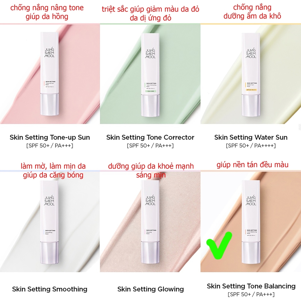 Kem lót JUNG SAEM mool skin setting 40ml - tone balancing base (nhãn nâu)